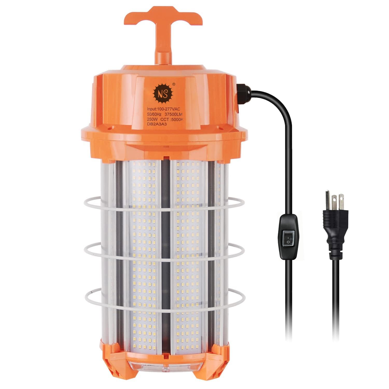 NS 250W Led Temporary Work Light 37500 Lumens Construction Lights 5000K Portable High Lumen Durable Super Bright Workplace Lighting with On/Off Button for Ilumi