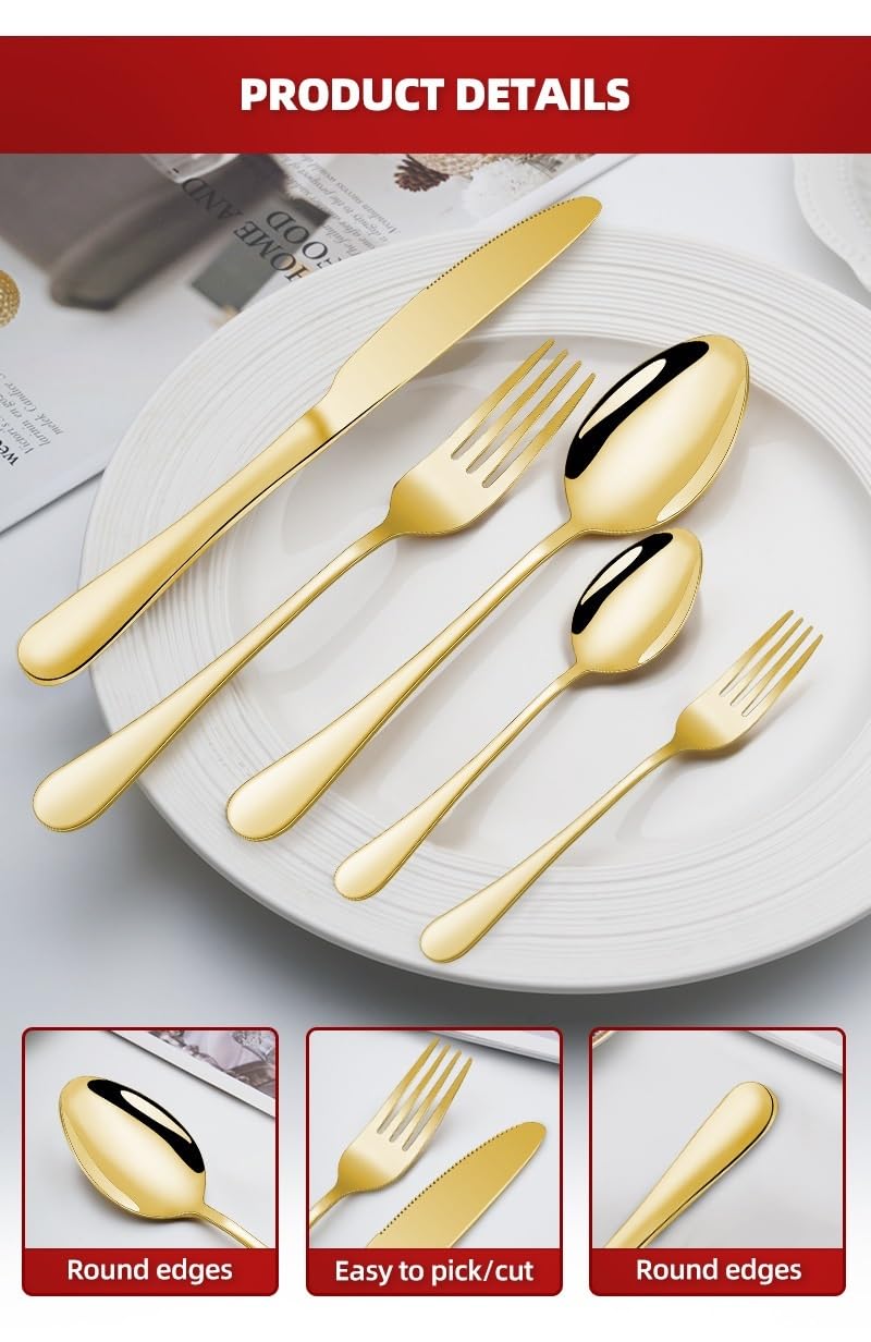 Service De Couverts 30 Pièces En Acier Inoxydable, Pour 6 Personnes,acier Inoxydable Couverts, Ensemble De Couverts Élégant Couverts Pour La Famille, Les Fêtes, Les Hôtels, Les(Black)