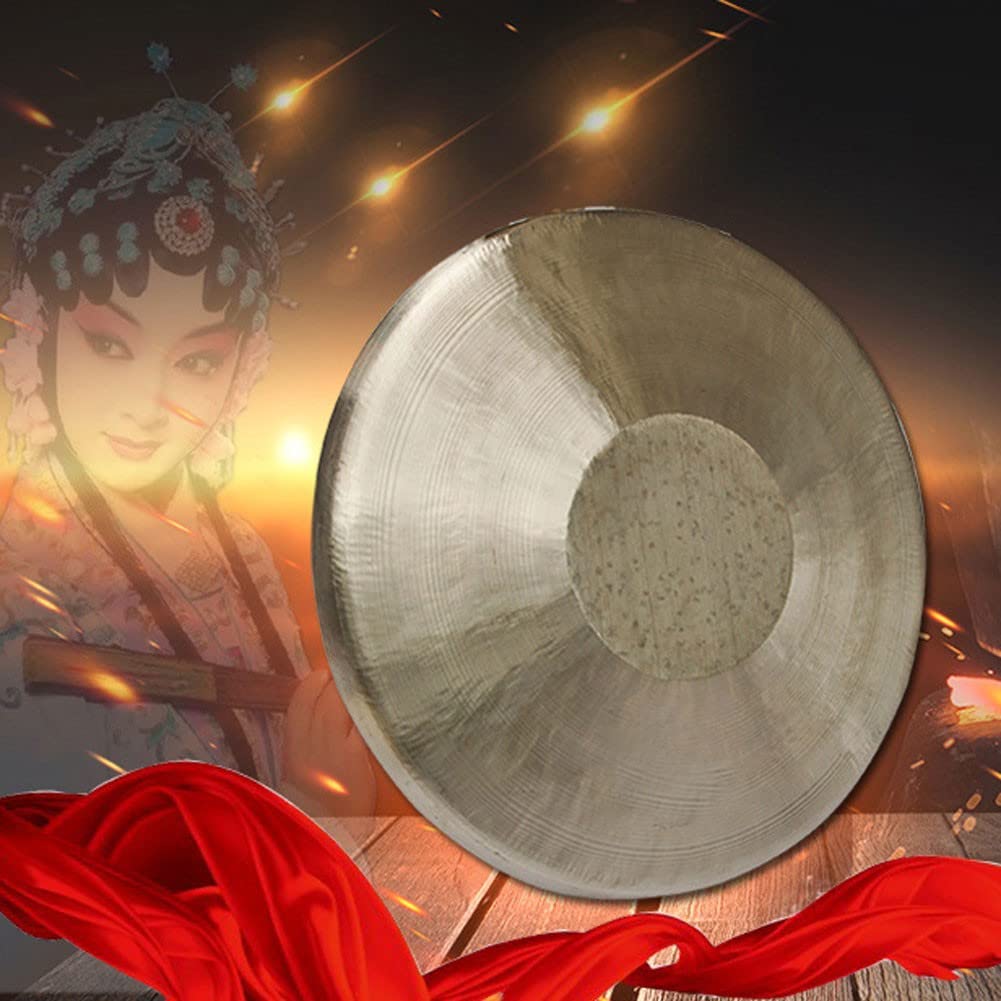 Mosiężny gong Feng Shui, Tradycyjny chiński mosiężny gong z młotkiem, zestaw 2 szt., 27-36 cm(30cm)