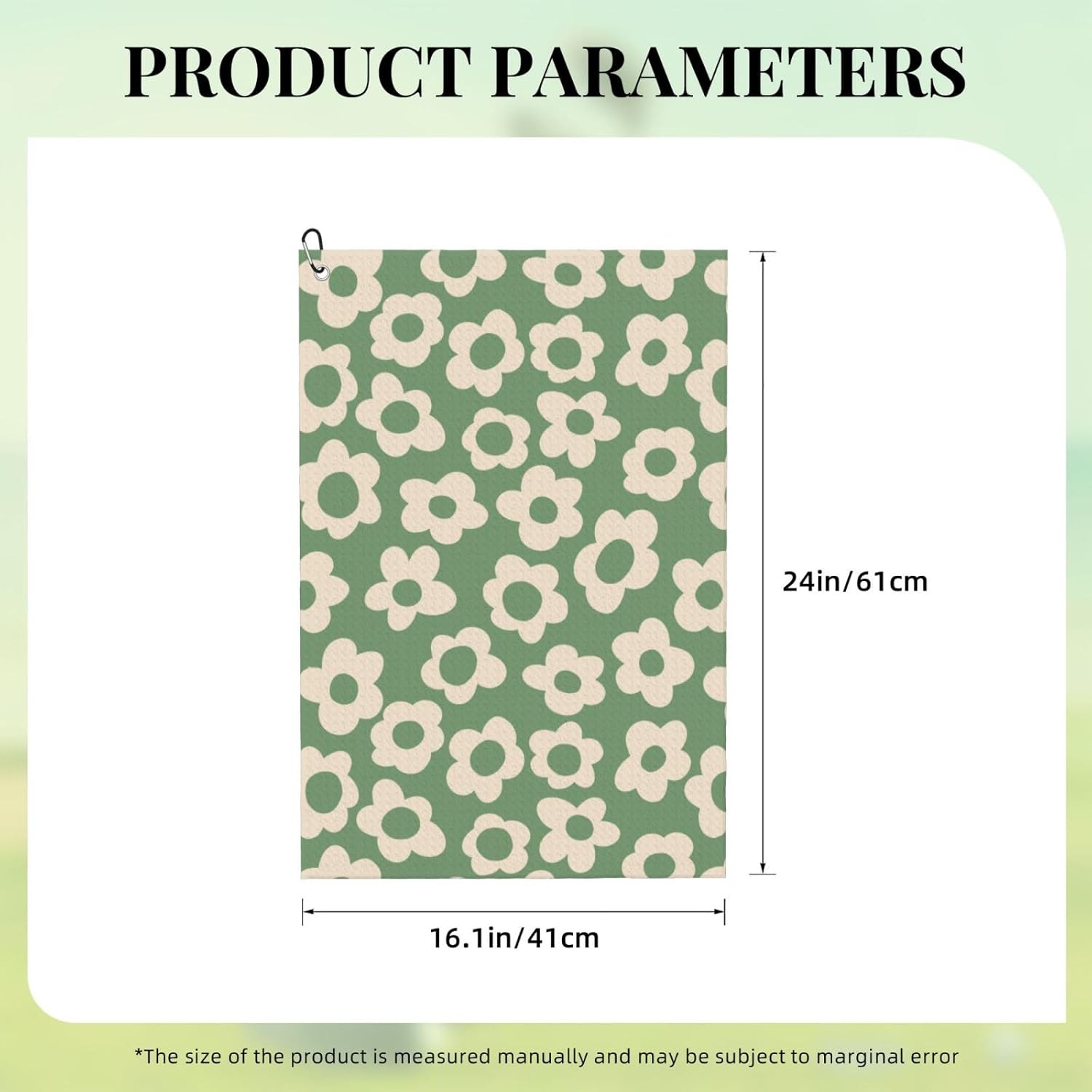Vintage Groovy Flowers Golf Towel (16" X 24") with Carabiner Clip | Premium Microfiber Fabric | Golf Towel for Men and Women - Image 4