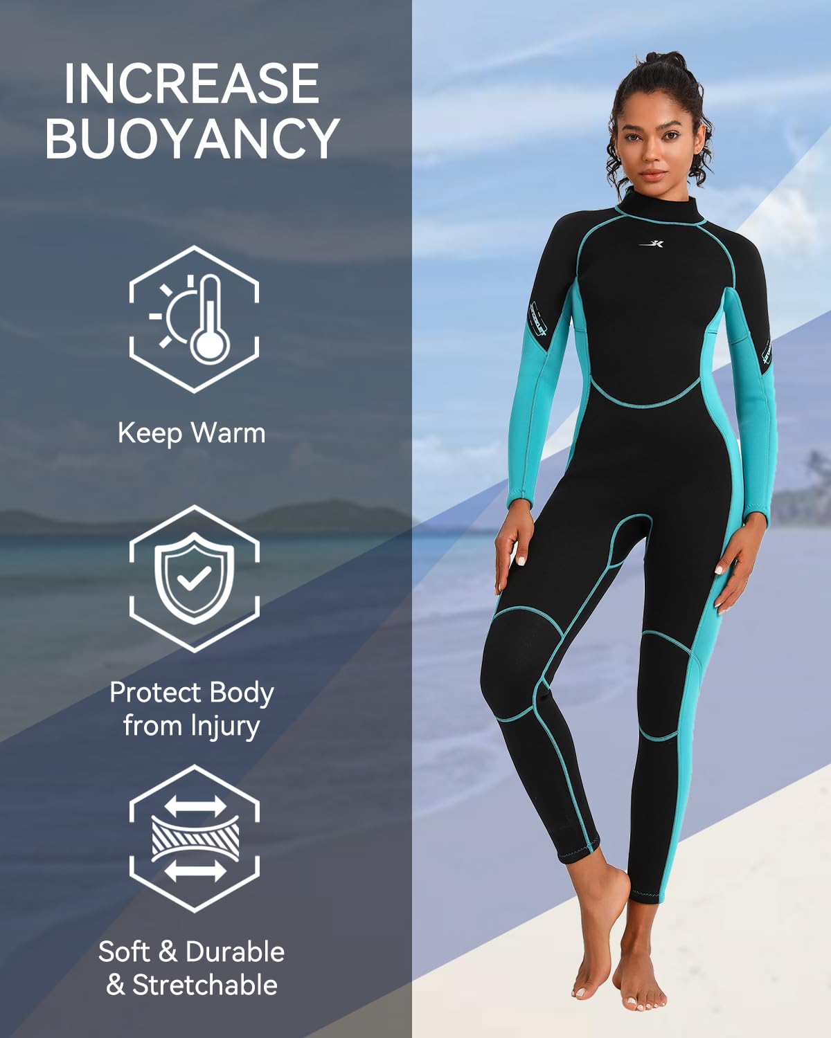 Amazon.com: Jsnorklet Womens Wetsuit, 3mm Back Zip Full Wetsuit