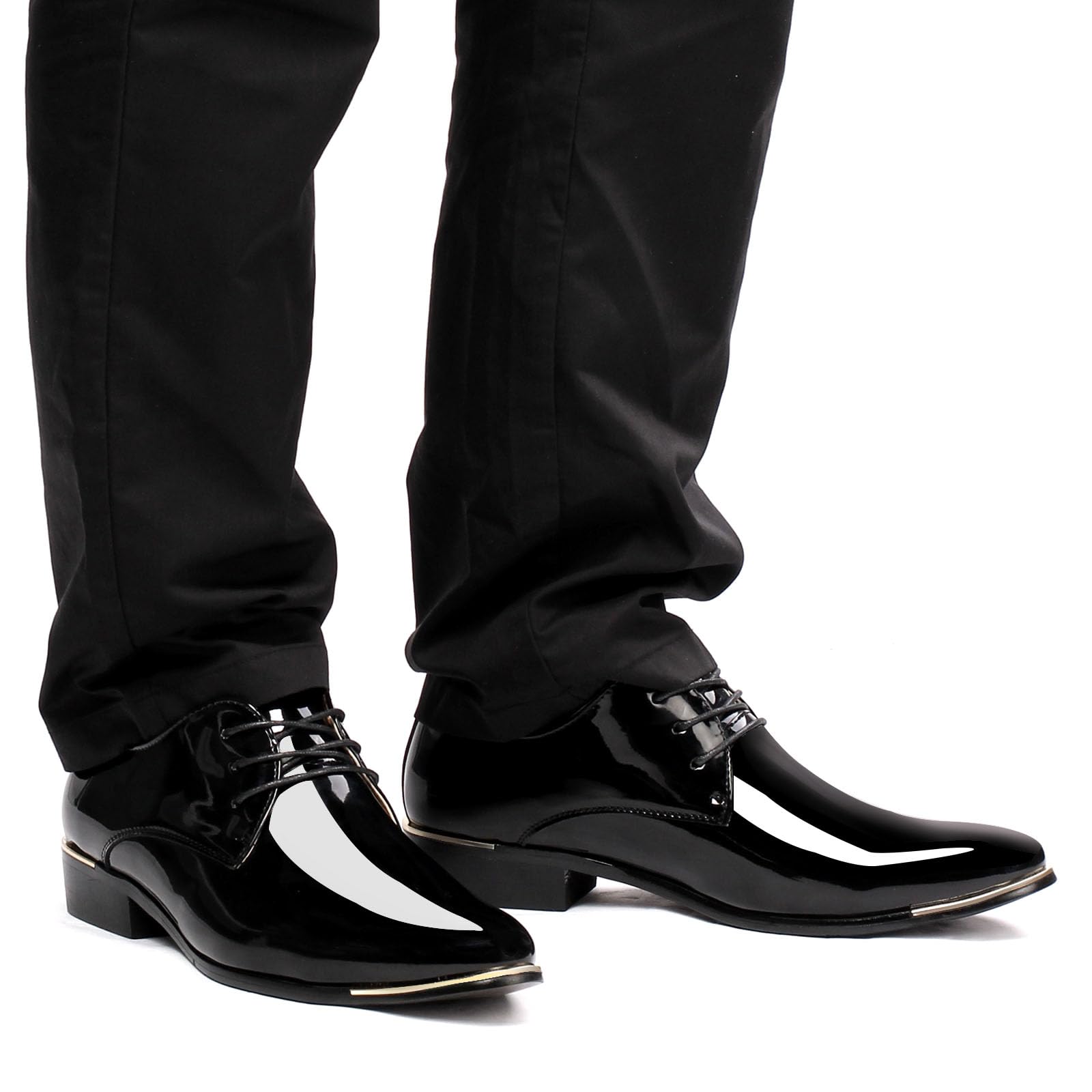 Herren Lederschuhe Lackschuhe Derby Schnürhalbschuhe Oxford Hochzeit Schuhe 38-48