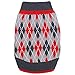 Blueberry Pet Chic Argyle All Over Dog Sweater in Charcoal and Scarlet Red, Back Length 20