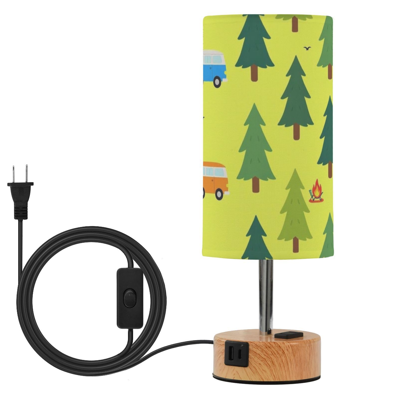 Yuiboo Mała lampa stołowa z portami USB C+A, lampki nocne