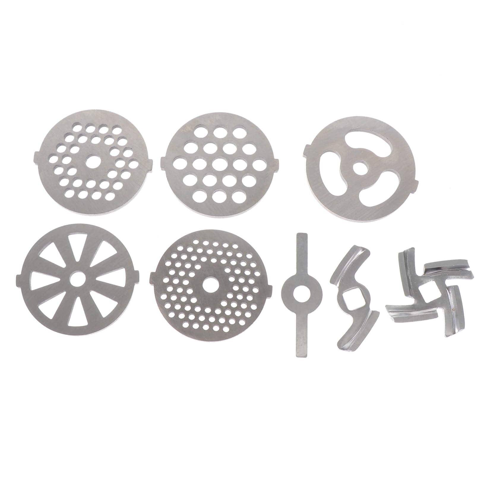 COLLBATH Placas y Cuchillas Orificios para Picadora de Carne Eléctrica de Acero Inoxidable Juego de 8 Piezas para Repuesto, Fáciles de Limpiar y Duraderas