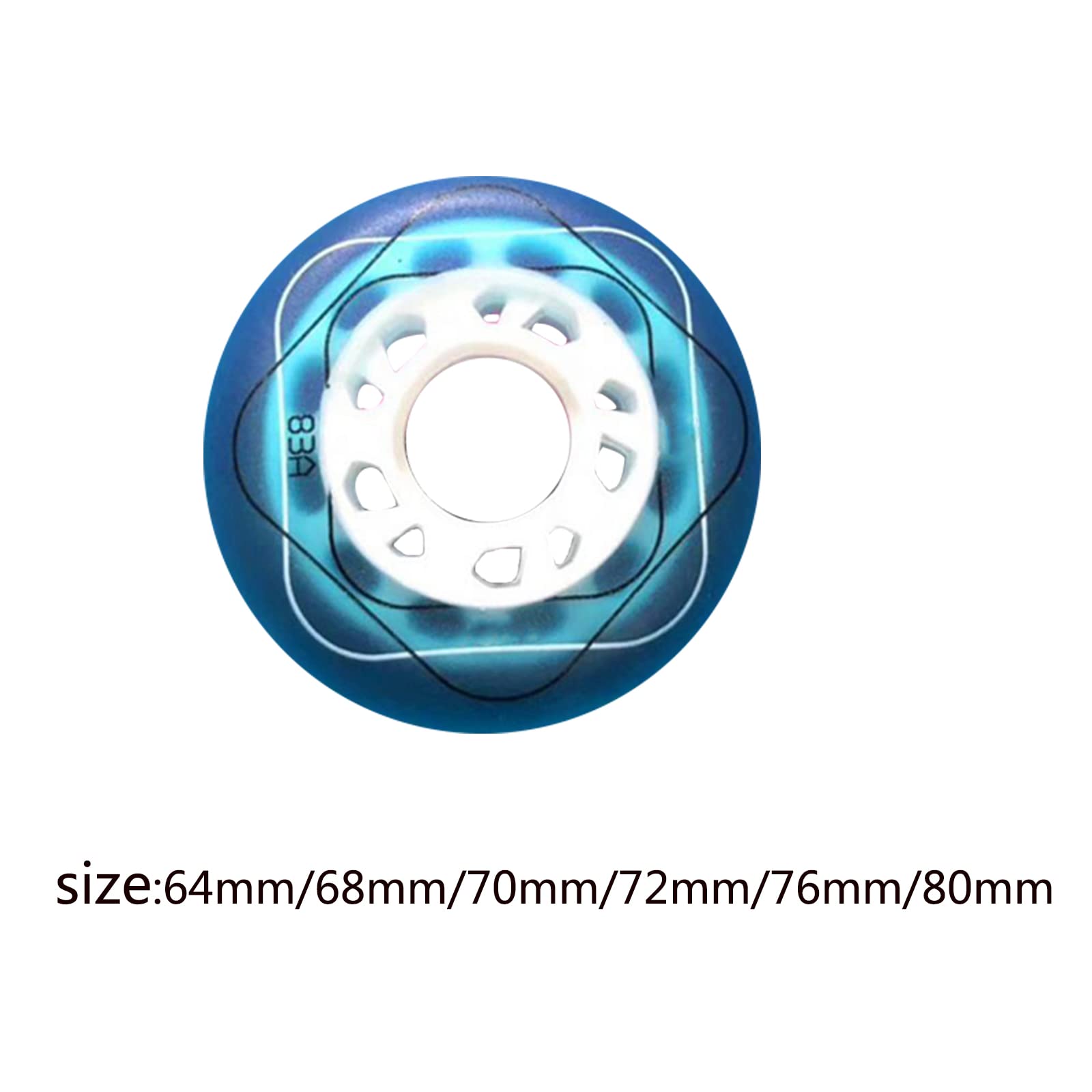 Generico Rotelle per Pattini in Linea Esterno Interno Ruote di Ricambio per Skate in Linea Pattinaggio 83A 64mm 68mm 70mm 72mm 76mm 80mm Ruote di Ricambio in Poliuretano Senza Cuscinetti Set di 8