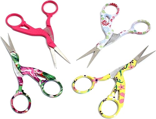 OdontoMed2011 BTS-155 - 4 pares de tijeras clásicas de acero inoxidable de 4.5 pulgadas, diseño de grúa, tijeras de costura, tijeras para bordado,