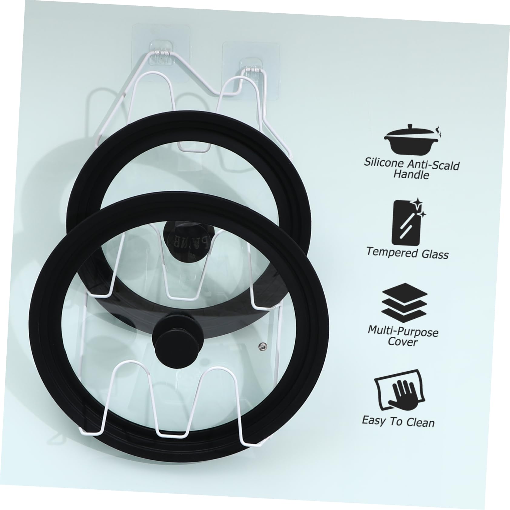 TOPBATHY Pentola Multifunzionale Con Vaso in Silicone in Temperato Nero 28x30x32cm Coperchio Della Pentola Wok Coperchi Da Cucina Laterale Universale