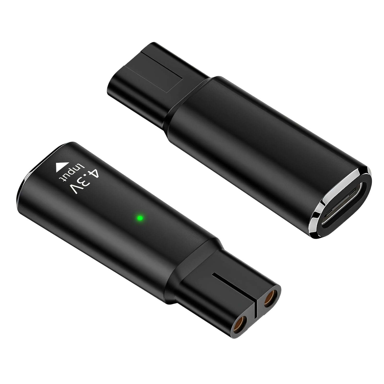 2Piezas Convertidores de Carga para Afeitadora Tipo C de 4.3V Compatible con Philips Oneblade QP2520/QP2515/QP2510 Maquina Afeitar Hombre, con Indicador de Carga, Portátil (Cable Excluido,Negro)