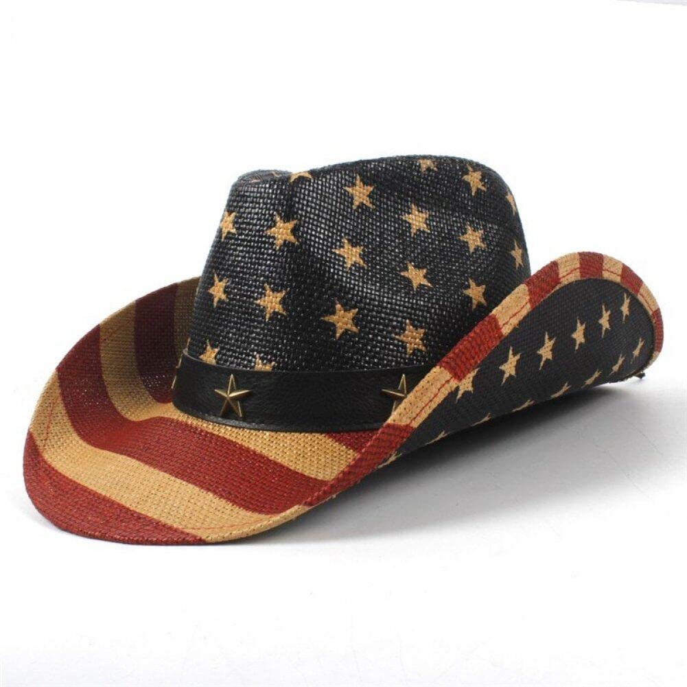 Lpitoy Men's Style2 Classic American Flag Cowboy Hat, Vintage Western Style Usa Flag Cowboy Cowgirl Hat Party Parade Patriotic Hat For Wo