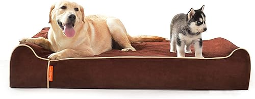 Laifug Almohada ortopédica de espuma viscoelástica extragrande para cama de perro (50 x 36 x 10 pulgadas, chocolate) forro duradero a prueba de