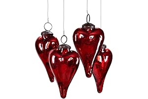 Serene Spaces Living Heart Shaped Glass Ornaments: Illuminate Your Festive Decor