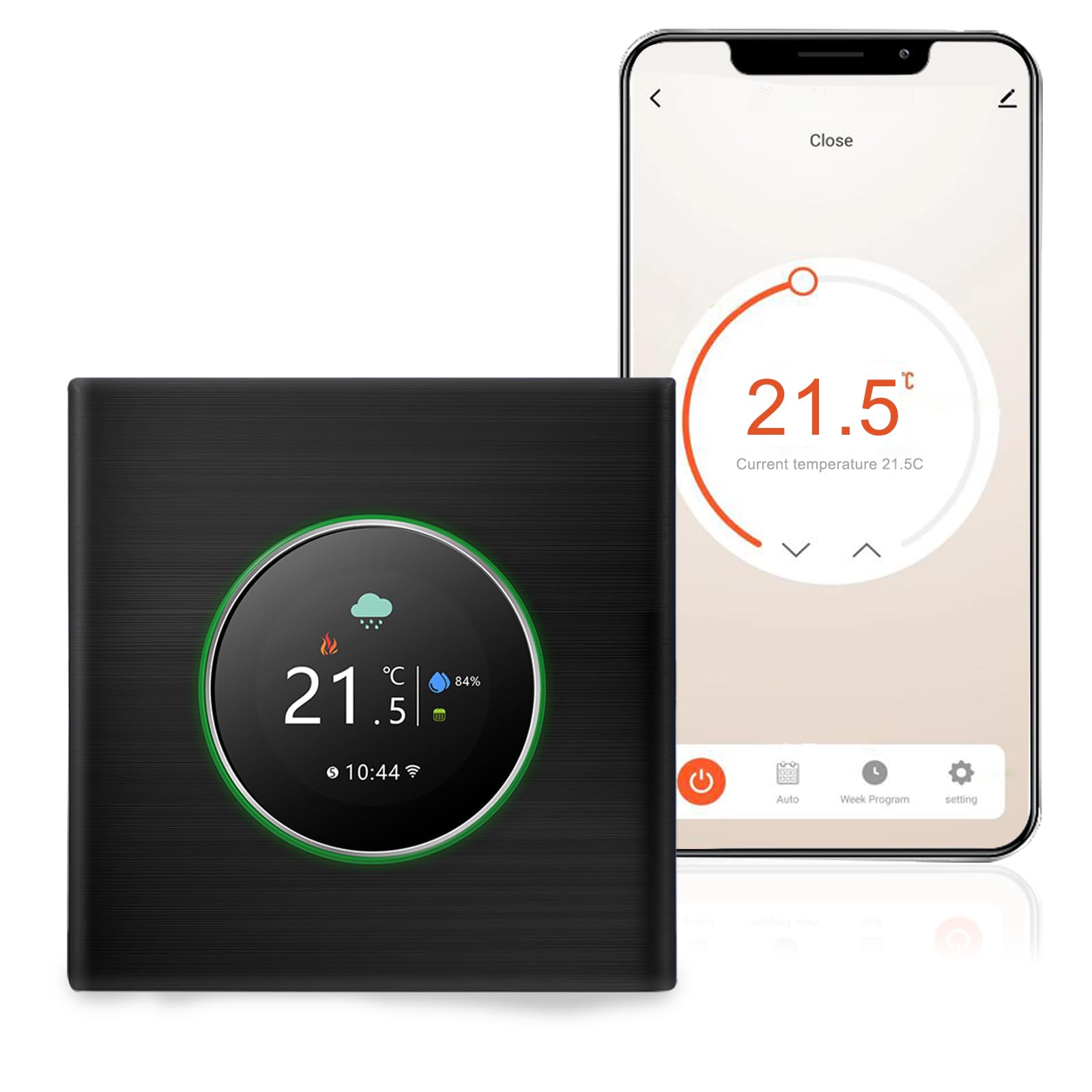 Termostato WiFi Compatible with para Calderas Gas | NTC3950, Programación por franjas, Control suave, ±1℃ Precisión, Carcasa ignífuga, 86x86 mm, 5A compatible, AHORRO