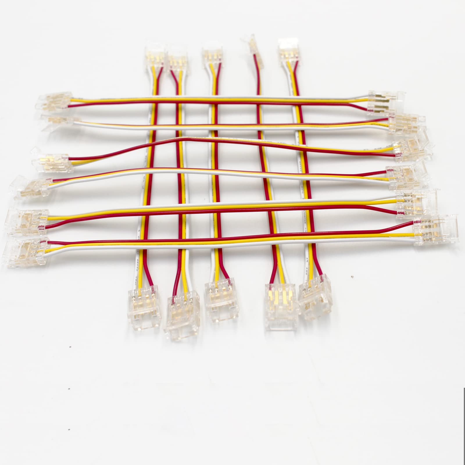 Boarda White Cob Led Strip Connectors - 2-Pin 10Pcs Gapless Solderless Quick Click For 5Mm 8Mm 10Mm Lights (10Mm Dual Dual Connector+15Cm Cable)