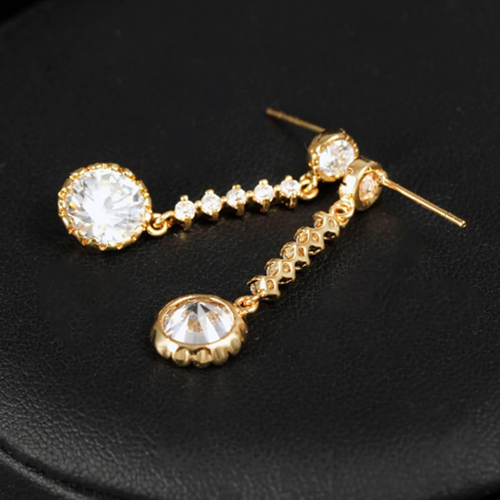 AMDXD Pendientes de oro de 18 quilates Au750, pendientes clásicos con moissanita, oro amarillo 750, pendientes de moissanita, estilo Art Nouveau