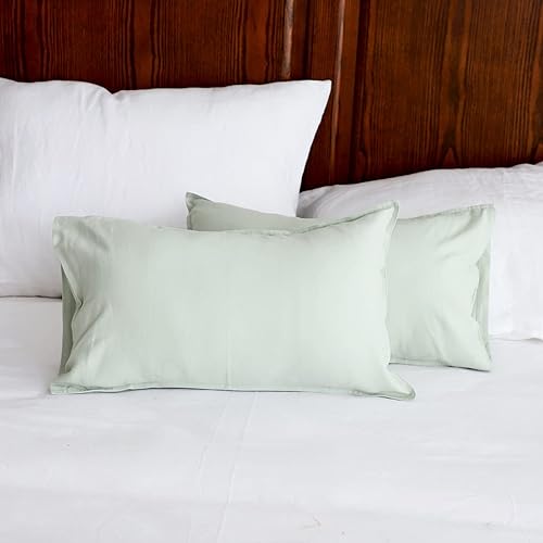 Simple&Opulence Juego de 2 fundas de almohada lumbar de lino de 12 x 20 pulgadas  12.0 x 20.0 in., rectangulares de mezcla de algodón y lino, fundas