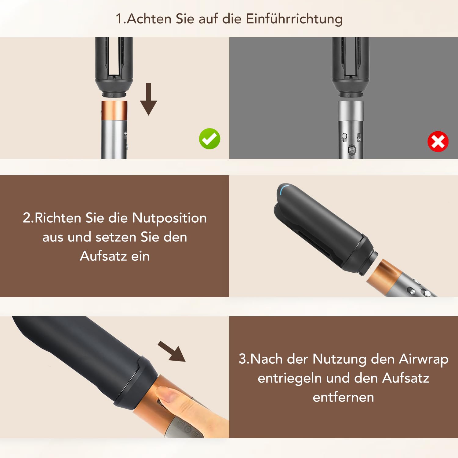 AirSmooth-Finishing-Aufsatz für Dyson Airwrap, zur Verwendung auf trockenem Haar, Nutzt starken Luftstrom, um Spannung für glattere Styles zu erzeugen, kompatibel mit HS01/HS05/HS08, Schwarz