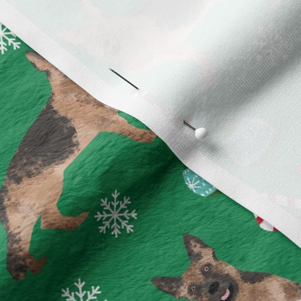 Spoonflower Fabric - German Shepherd Christmas Dogs Breeds Candy Canes Xmas Presents Green Printed on Minky Fabric by The Yard - Sewing Baby Blankets Quilt Backing Plush