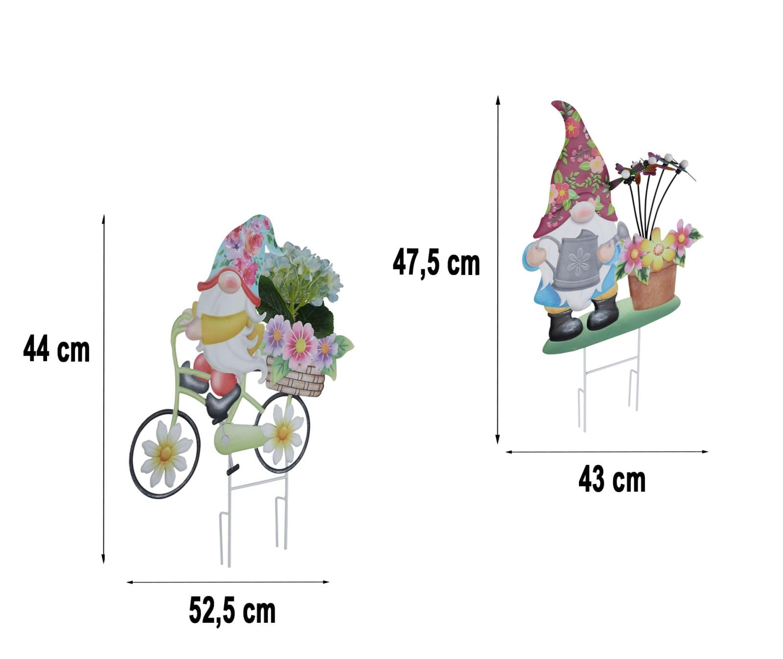 Solar Gartenzwerg lustig 2er Set - Gartenfigur mit Licht wetterfest - Solarbeleuchtung Zwerg mit Erdspieß - Solarlampen für Terrasse und Balkon - Gartenleuchte Zwerg - Gartendeko Zwerg