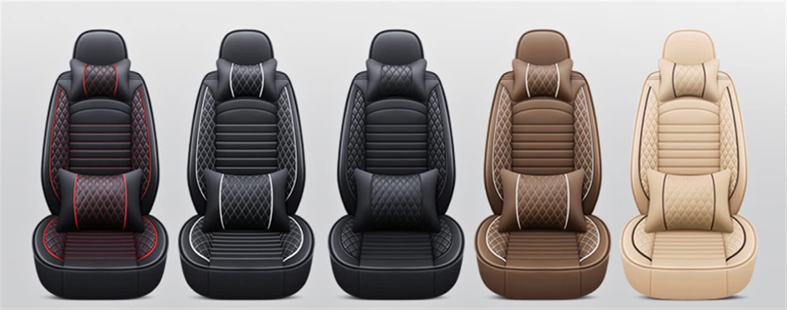 WILSEM Housse De Siège De Voiture 5 Places Accessoires De Voiture Intérieur Décoratif Housses De Siège Avant Et Arrière pour Dodge pour Caravane Coussins Siège (Color : Black Red 5 Seat 1)