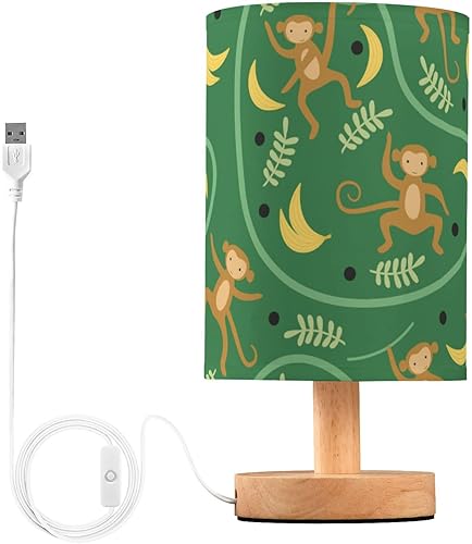 Yuiboo Reading Lamp Night Stand Lamp Small Monkeys Animals Lianas Green Night Light for Nursery Bedroom lámparas de mesa para