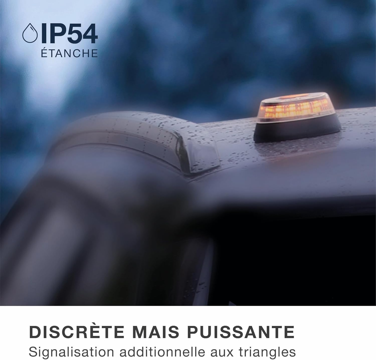PMK GRUPO Lumière d'urgence V16 homologuée DGT | Balise signalisation Danger pour Voiture [Visibilité 1 Km] avec Base magnétique et Lampe Torche (2)
