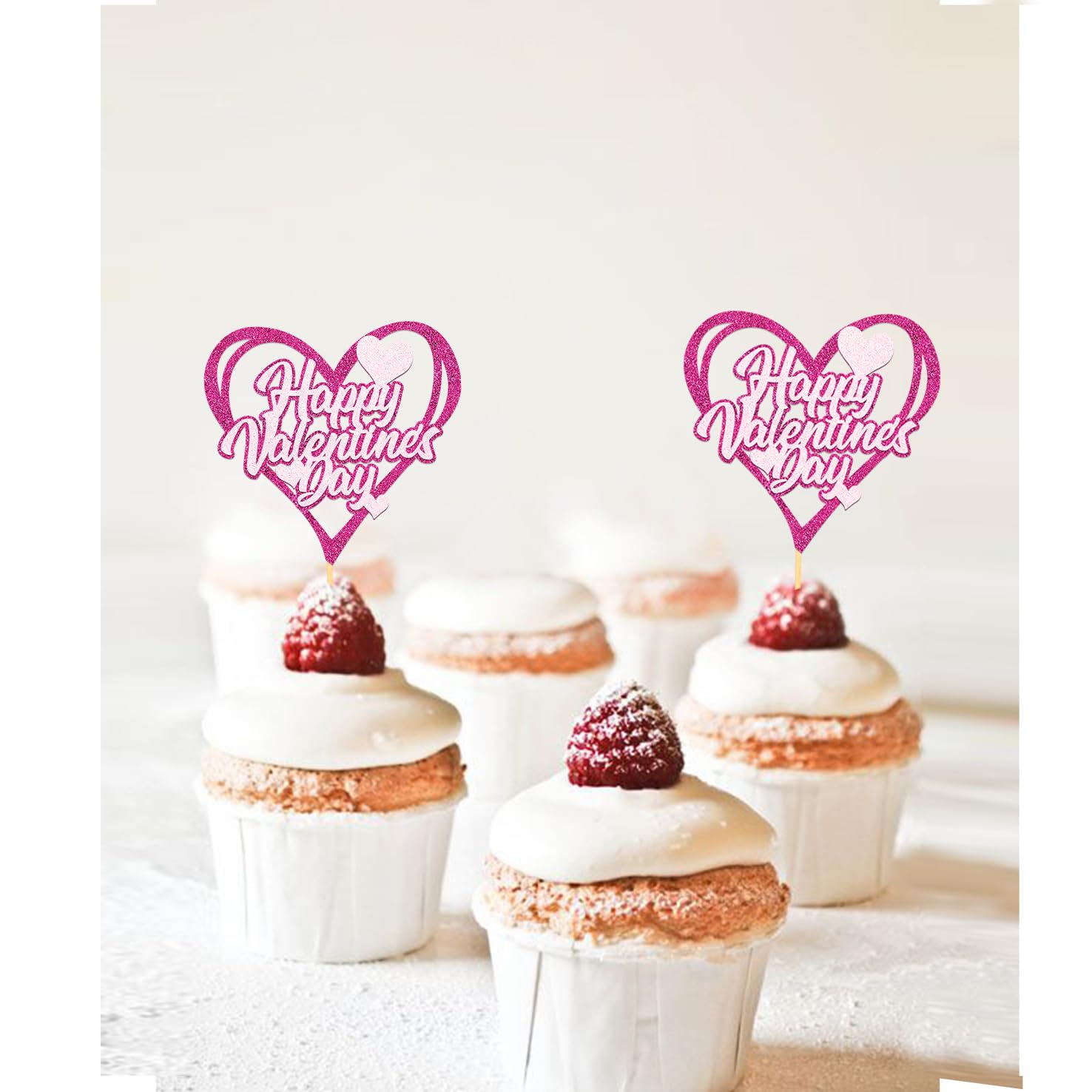 24Pcs Happy Valentine's Day Cupcake Toppers,Sweet Love Theme Cupcake Picks for Valentine's Cake Decorations (Rose red heart) - Image 3
