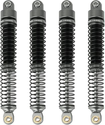 Miniatura 58 de Amortiguadores de aluminio de 2.323 in, amortiguadores de aceite roscados largos para 1/18 RC Crawler TRX4M TRX4-M Piezas de actualización (rojo)