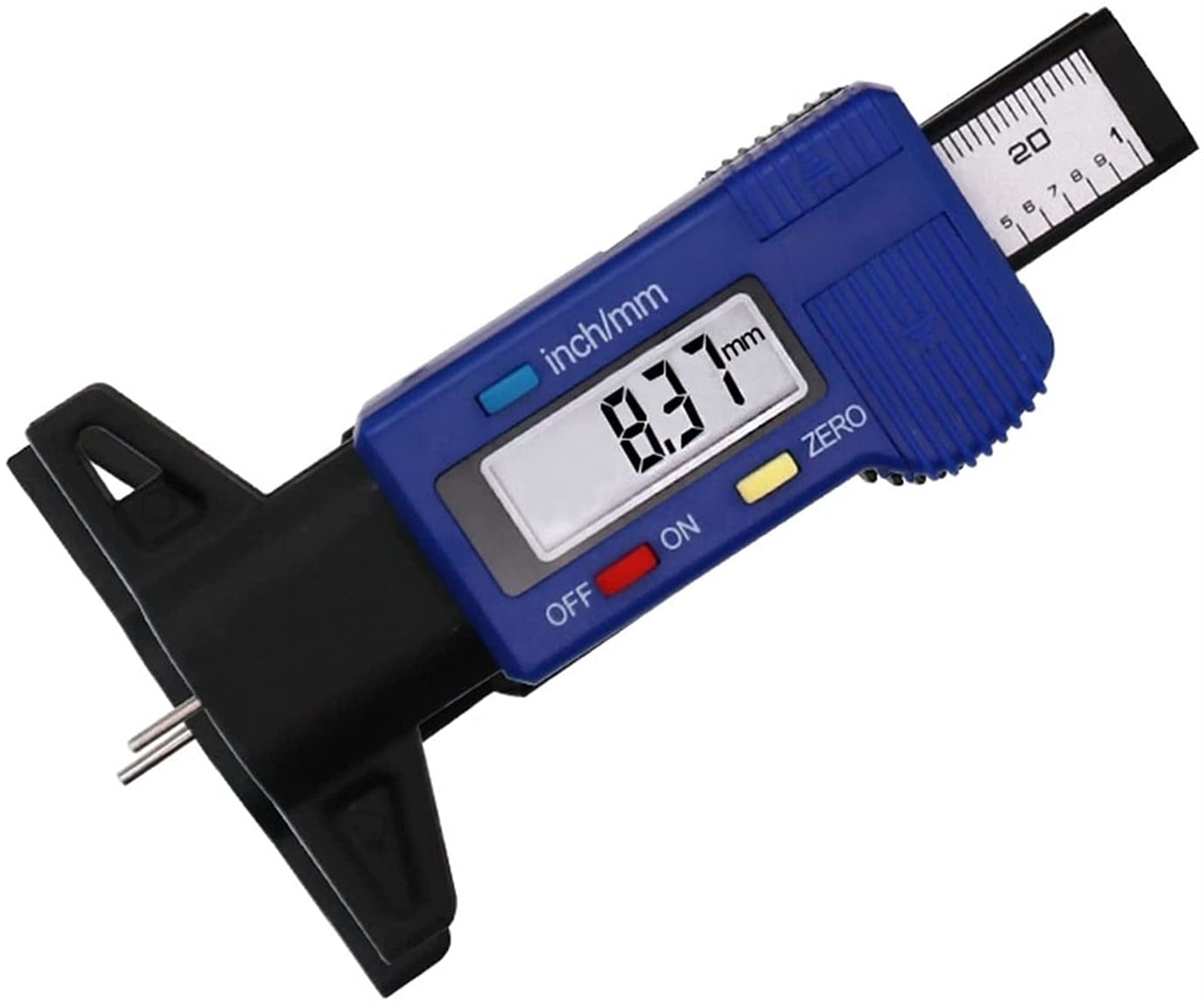 WJJ Zubehör Präzisionsmessung der digitalen Profiltiefe 0-25.4/0.01 LCD Display Reifenmeterbremsblederpadsschuh 0-1 "Bremssattel auch (Color : Blue)