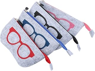 HomeSoGood 4 Pack Zipper Eye Glasses Bag Sunglasses Case Pouch Soft Felt Purse Bag Makeup Storage Pouch