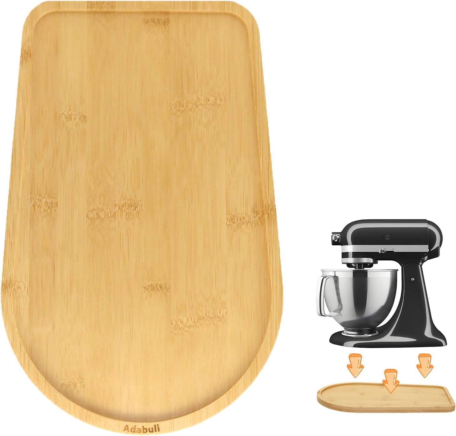 Bamboo Sliding Tray for Coffee Maker, Food Processors and Mini Air Fryer, Small Appliance Slider Mat Compatible with KitchenAid 3.5 Qt Tilt Head Stand Mixer, Kitchen Countertop Storage Attachments for 3.5 Qt Tilt Head Mixer Natural