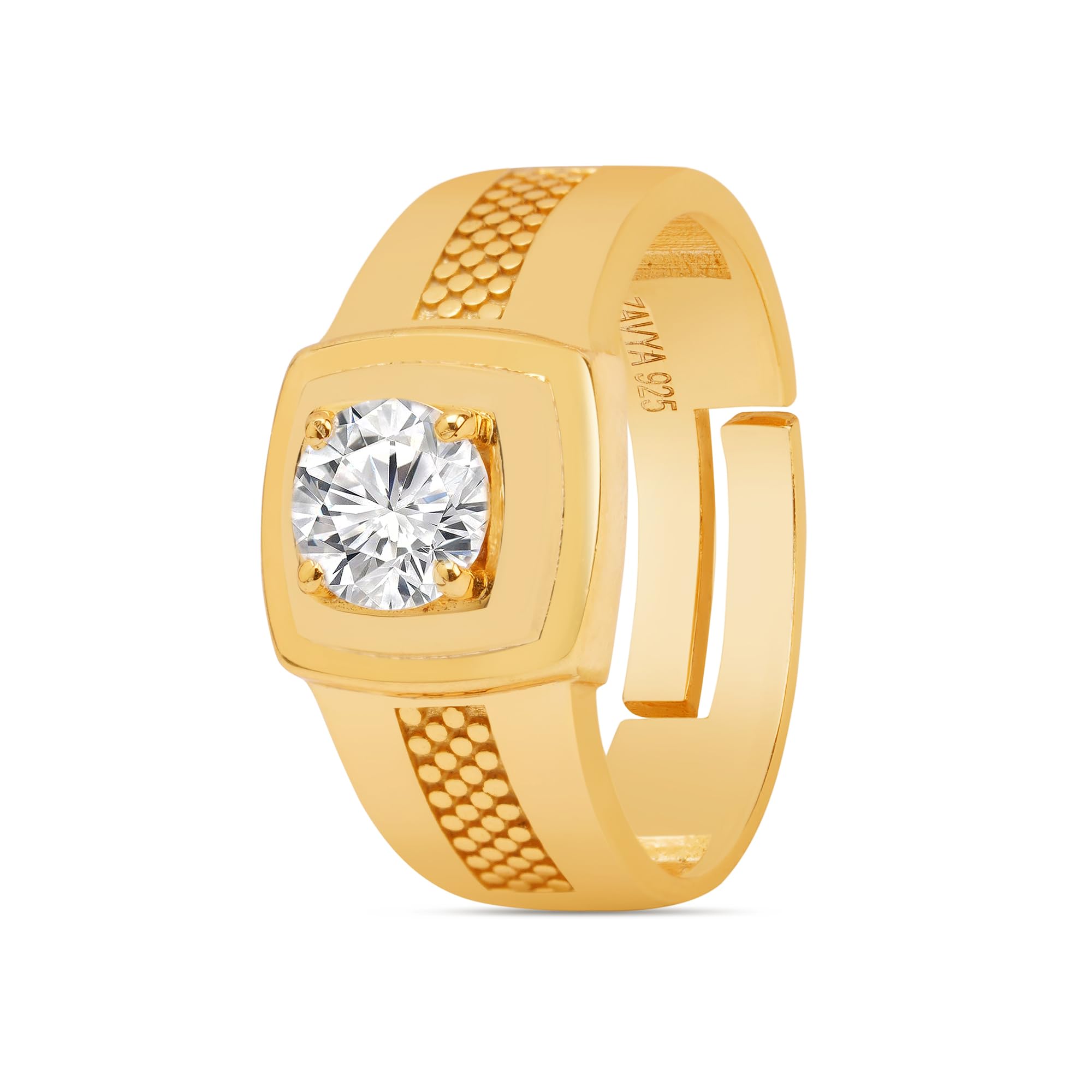 ZAVYA 925 Sterling Silver Solitaire Gold Mens Ring | Gift for Men and Boys | With Certificate of Authenticity and 925 Hallmark (B0CWDG73WX) Amazon Price History, Amazon Price Tracker