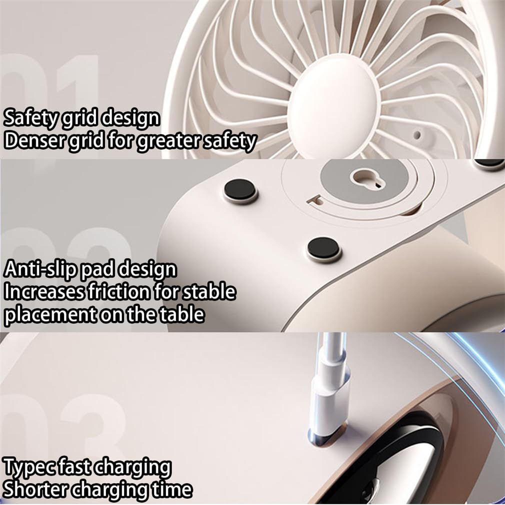 Ventilatore Circolatore D'aria, Silenzioso, Portatile Con Display Digitale, Ventilatore Da Tavolo Ricaricabile Da 5400 Mah, Circolatore D'aria Per Tutta La Stanza Con 100 Velocità (Beige)