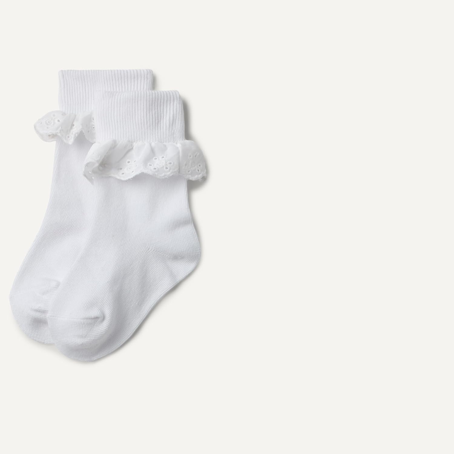 Amazon Essentials Girls' Ankle Socks with Eyelet Lace Ruffle, Fold-Over Cuff, 3 Pairs - Image 2