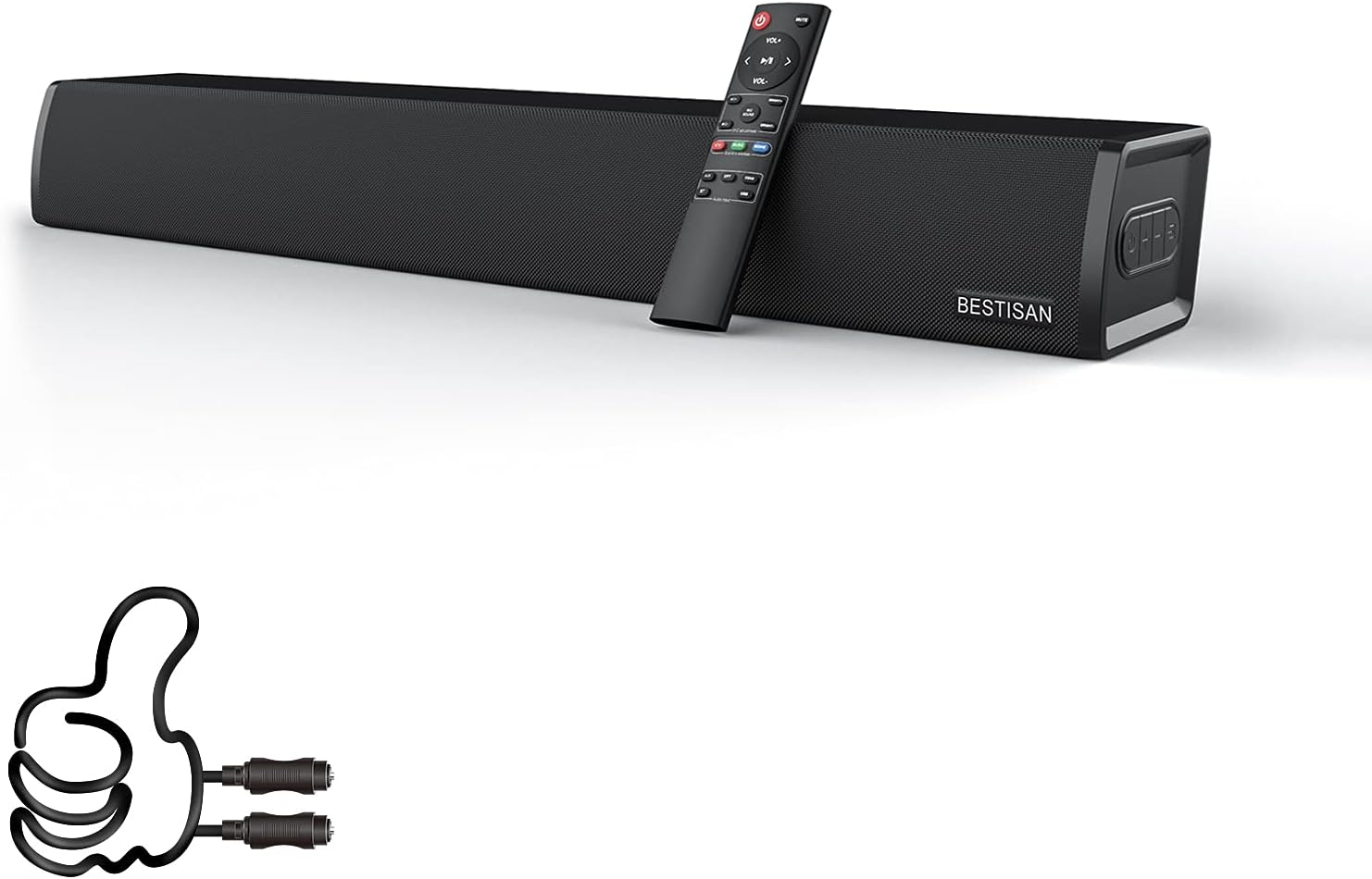 BESTISAN Sound Bar, Home Audio TV Soundbar Speaker, Wireless Bluetooth 5.0 Soundbars for TV/PC/Projectors, Opt/Coax/Aux/USB,(24 Inch, 3 EQ Modes, 3D Surround Sound)