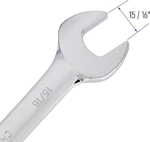 Miniatura 4 de FOCMKEAS Llave combinada de trinquete de cabeza flexible de 1516 pulgadas SAE 72 dientes de 12 puntos de trinquete de caja de trinquete y