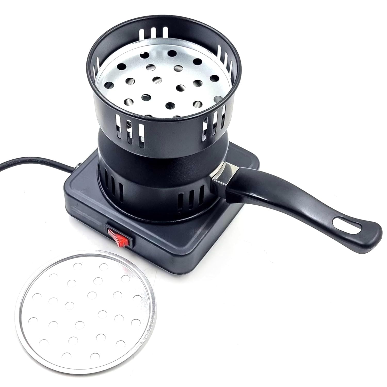 FRIXO Electric Charcoal Burner 500W with Wooden Handle Mesh Basket | Fast Coal Heater for BBQ, Incense, Cooking | On/Off Switch | Extra Mesh | 110V Portable Stove-image-24