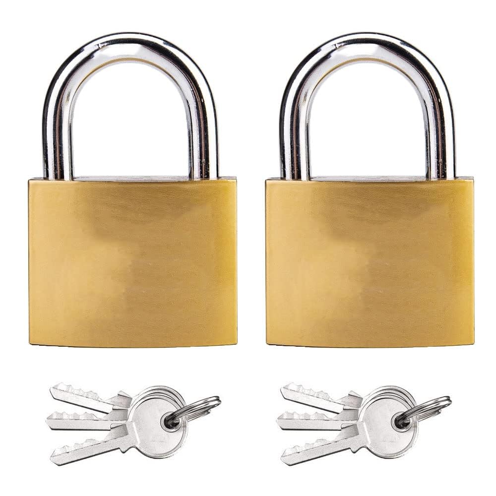 Lnjbabao Copper 2 Pcs Solid Padlocks Heavy Brass Padlocks Security Small Lock For Luggage Lockers Toolboxes Cupboards
