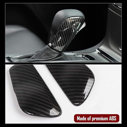 Miniatura 3 de CheroCar Pomo de palanca de cambios de grano de fibra de carbono para Jeep Grand Cherokee 2017-2020, accesorios interiores, paquete de 2