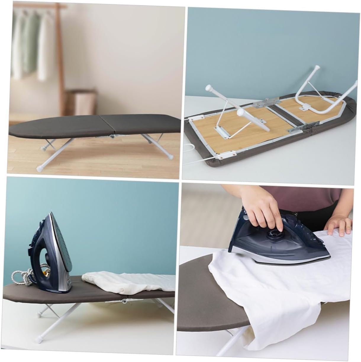 Portable Small Folding Ironing Board with Heat-Resistant Cover and Iron Rest, Compact Tabletop Clothes Ironing Rack for Home and Travel Use