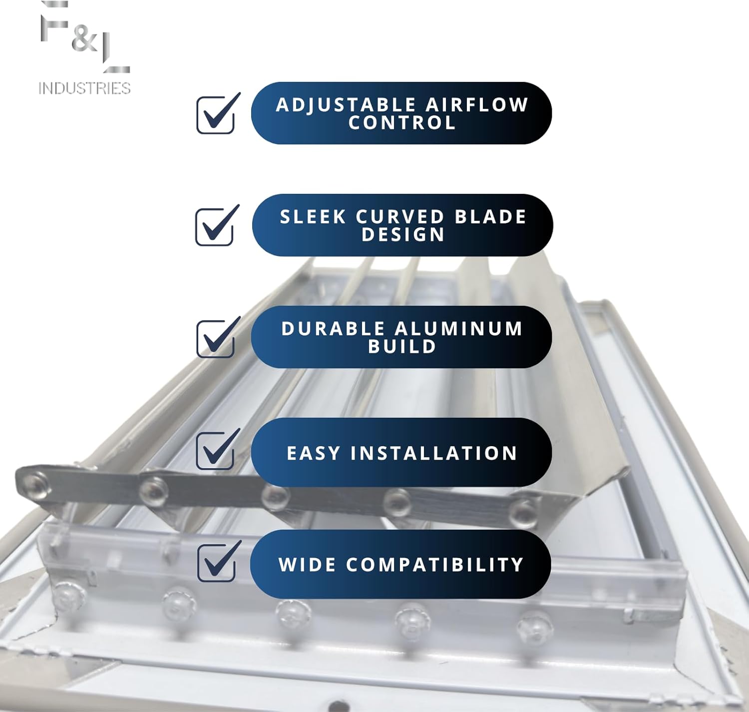 Curved Blade Ceiling Diffuser with Multi-Shutter Damper | Adjustable Airflow Control | Durable Aluminum Design | Easy Installation for HVAC Systems (10"x6" 1-Way Airflow Direction)