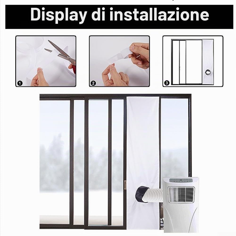 Guarnizione per finestra, 200/300 cm, regolabile, in poliestere, guarnizione per finestra, panno per mobili, condizionatore, asciugatrice, deumidificatore, lucernario, battente, finestra