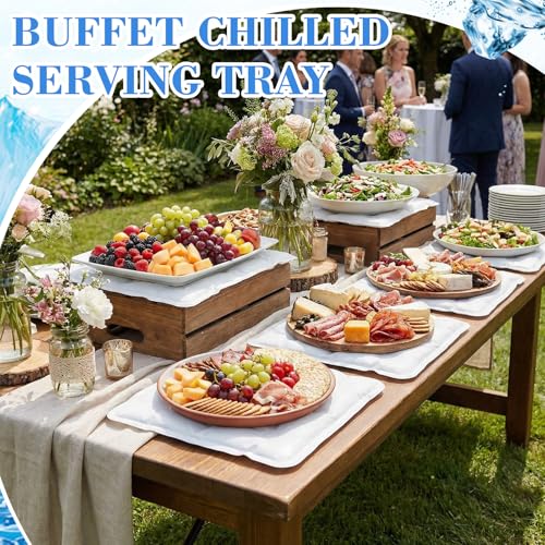 Image of LemonRoad 6 Pcs Cooling Mat for Food Buffet Table, 9 x 9 Inches Reusable Freezable Ice Mat Cooling Serving Pads Chilled Serving Tray Charcuterie Cold Platter for Cheese, Veggie, Parties & Picnics