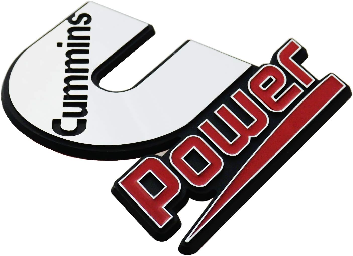 2Pc Compatible with Cummin Emblem Decal Stickers Power 3D Badge Truck 4x4 Logo (Silver Red)