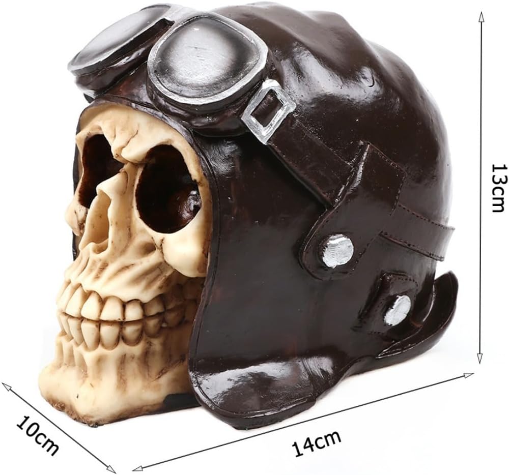 Pilot Skull Head Resin Skull Statue Craft Halloween Person Masquerade Prop Halloween Cosplay Home Ornaments