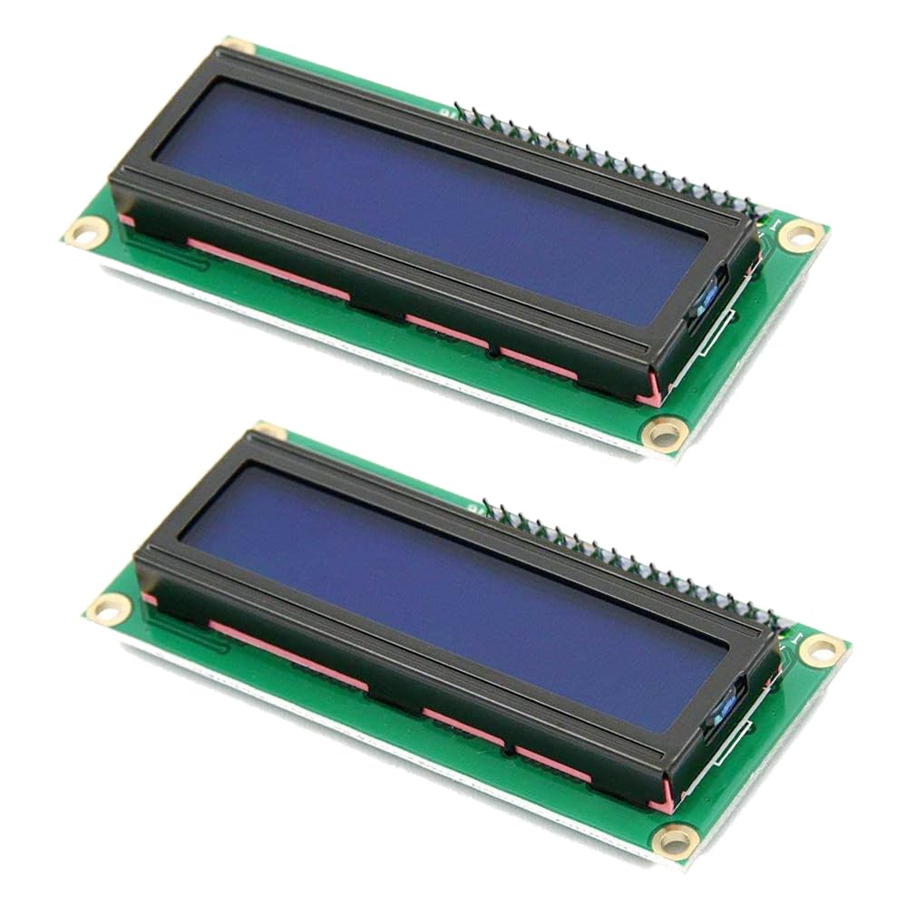Jopto 1602 LCD Display Module - 16x2 Karakters - I2C Interface - Blauw Backlight - Voor Arduino, Raspberry Pi, STM32 - Incl. Potentiometer - 2 Stuks