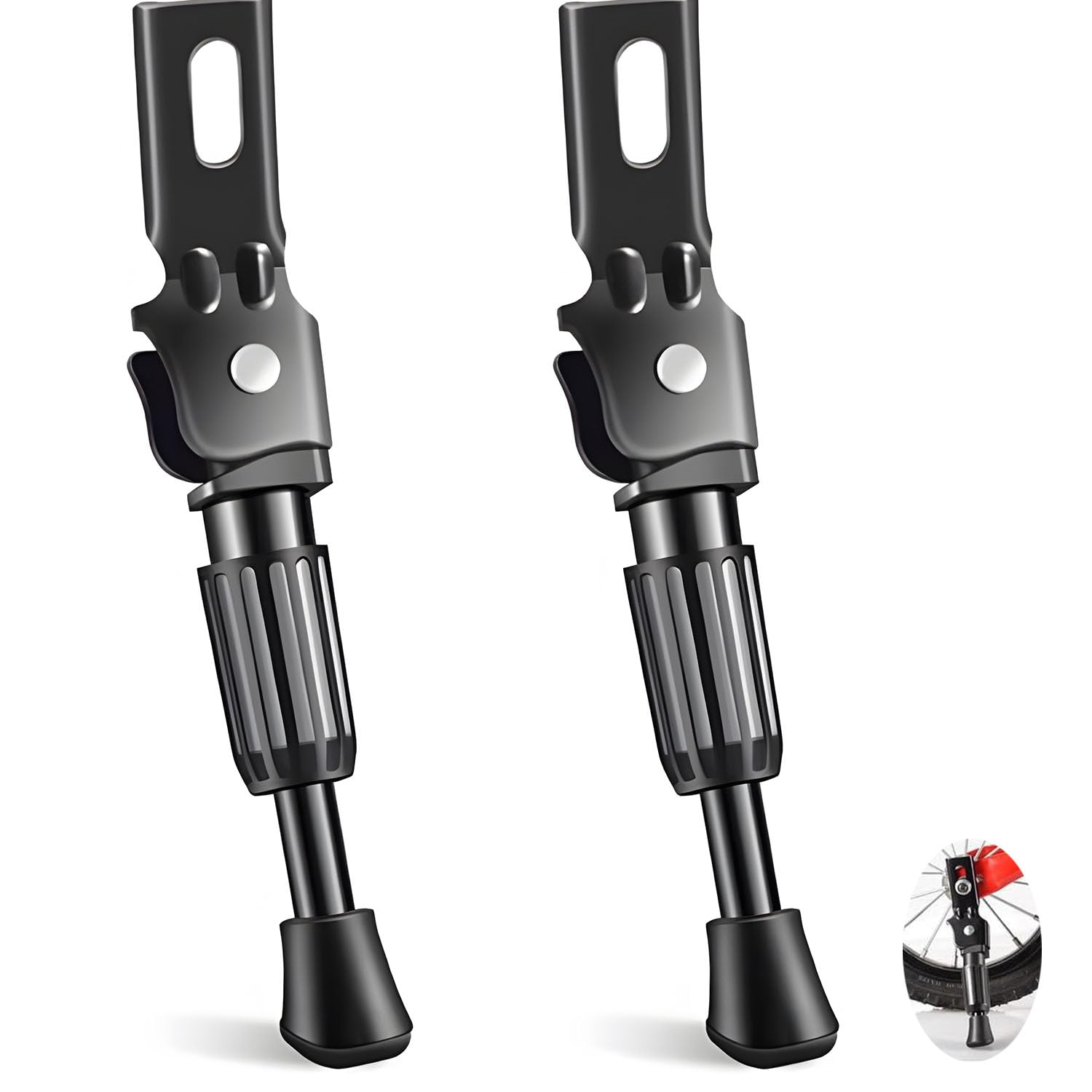 AputueAdjustable Bike Stand, 2 Pack Adjustable Aluminum Alloy Kickstands, Kickstand for Kids Bike, Wheel Bicycle Side Kick Stand Rear Mount Premium Steel Bikes Support Racks for 16 Inch Bike
