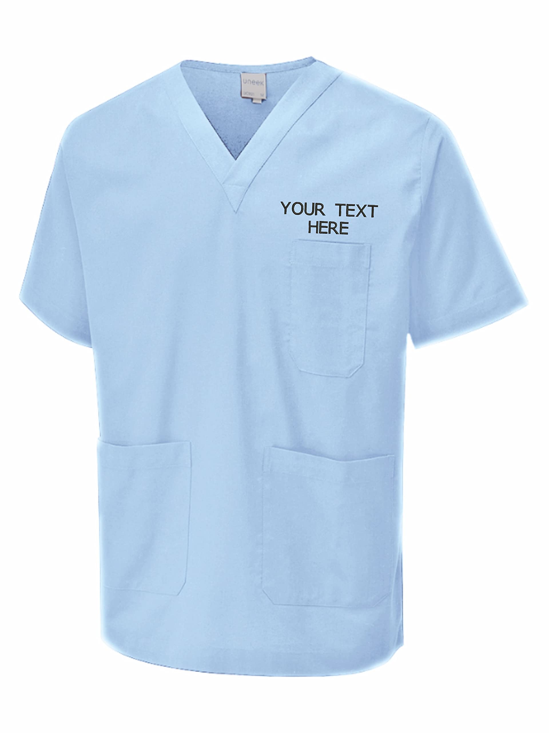 Personalised Embroidered Your Text Scrubs Tunic Health Care Hospital Medical Uniform Women Men Nurse Uniform Workwear Doctor Nurse Dress V Neck Line Regular Fit Top