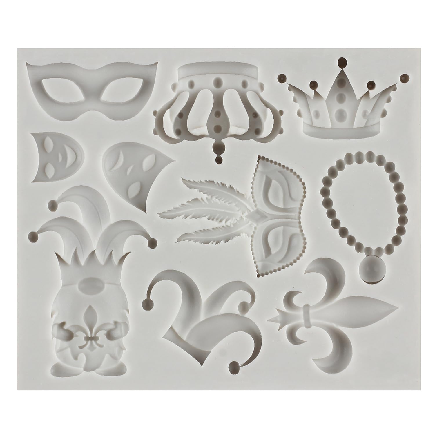 MINFEIDMS Mardi Gras Fondant Molds Masquerade Mask Fleur-De-Lis Crown Feather Mask MINFEIDMS Mardi Gras Fondant Molds Masquerade Mask Fleur-De-Lis Crown Feather Mask