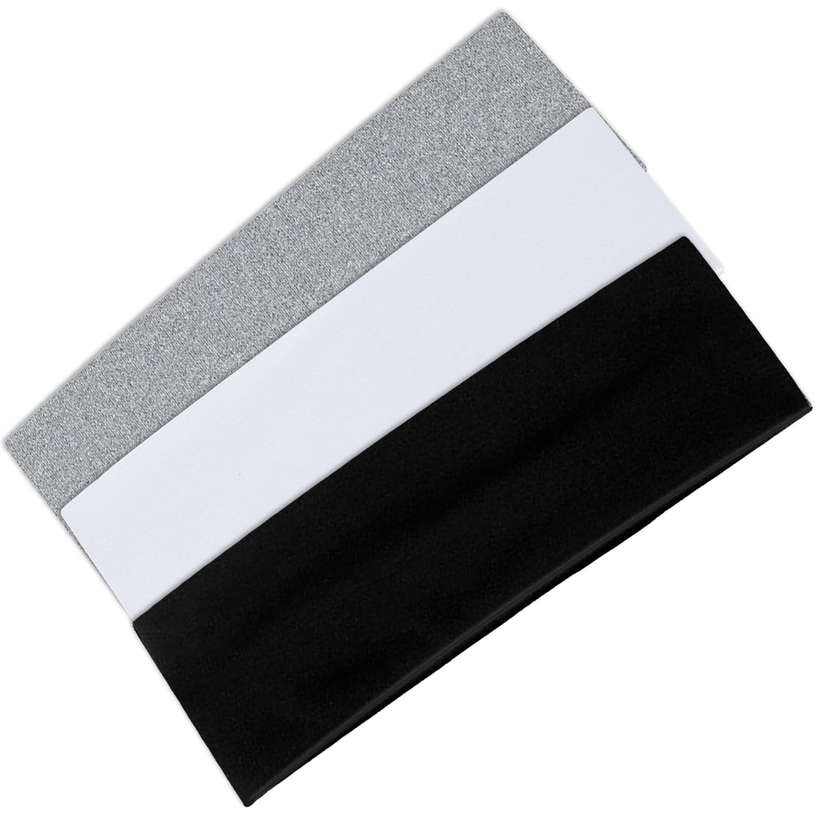 Asfacuputure 3 Piezas Diadema de Yoga Deportivo Banda, Elástico Cintas de Pelo Diademas de Algodón, Antideslizante y Absorbente del sudo, Movimiento Accesorios para Correr, Yoga, Baloncesto(Negro+Gris+Blanco)